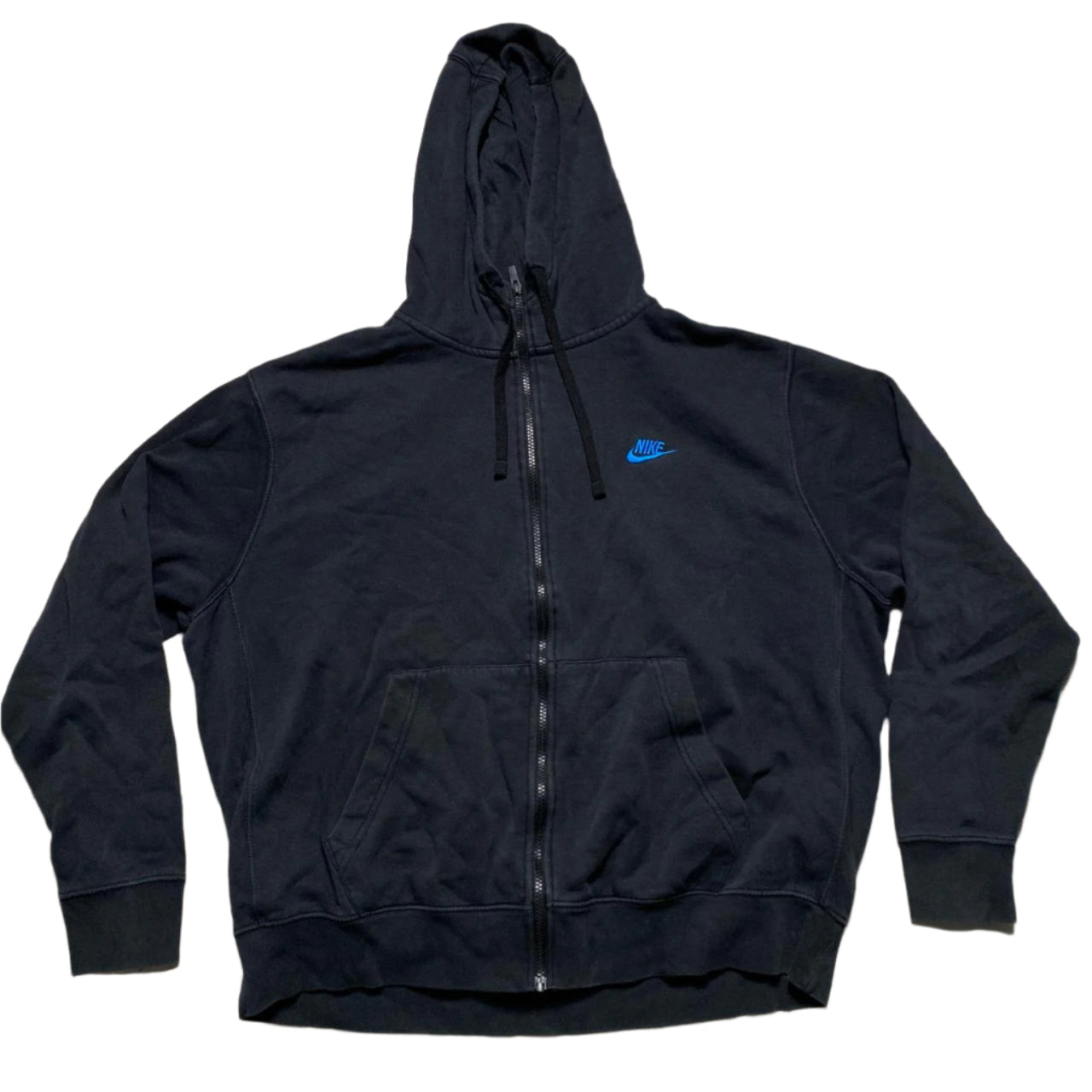 Nike Black and Blue Swoosh Hoodie (XL)