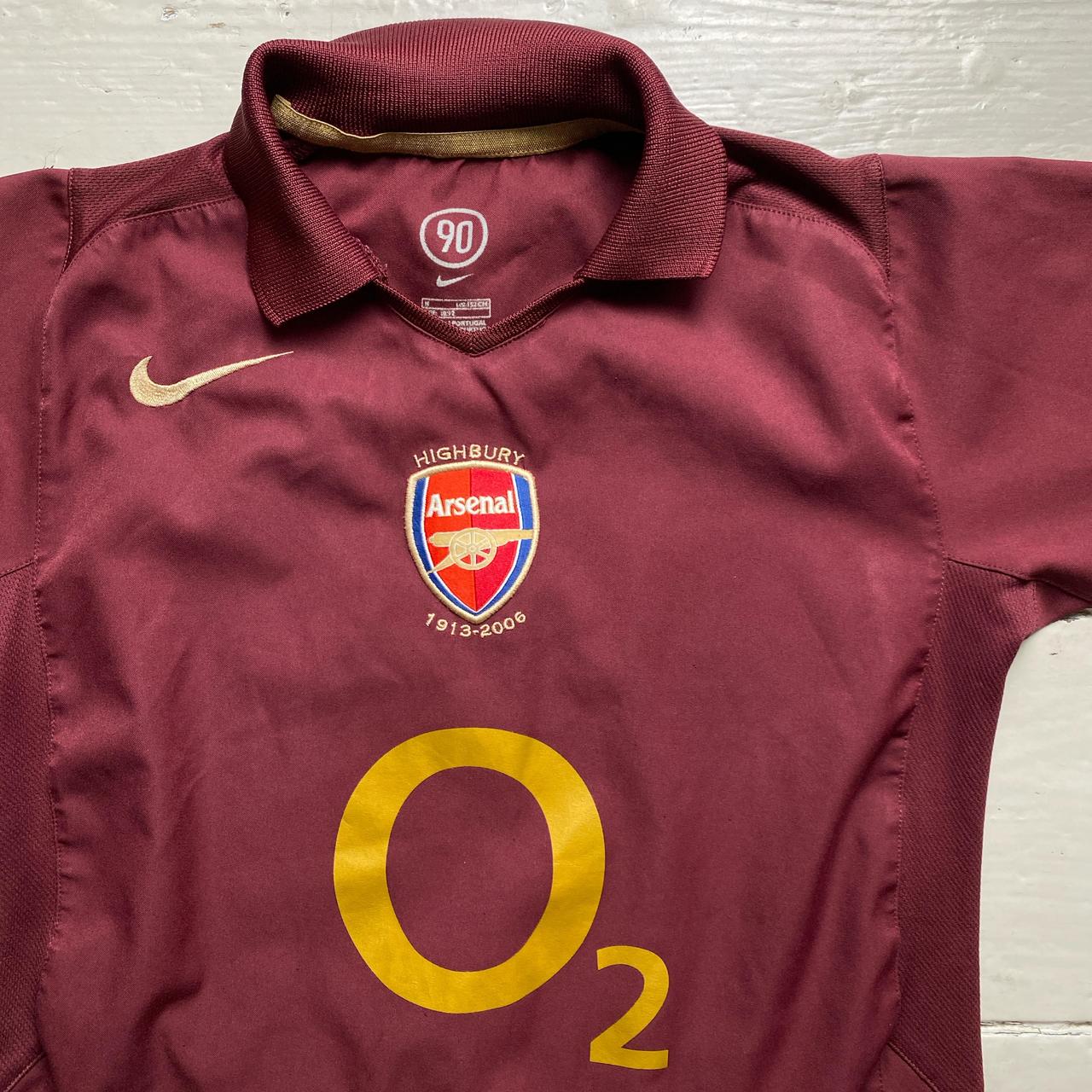 Nike Total 90 Arsenal Kids Vintage Highbury 2006 Burgundy Football Jersey
