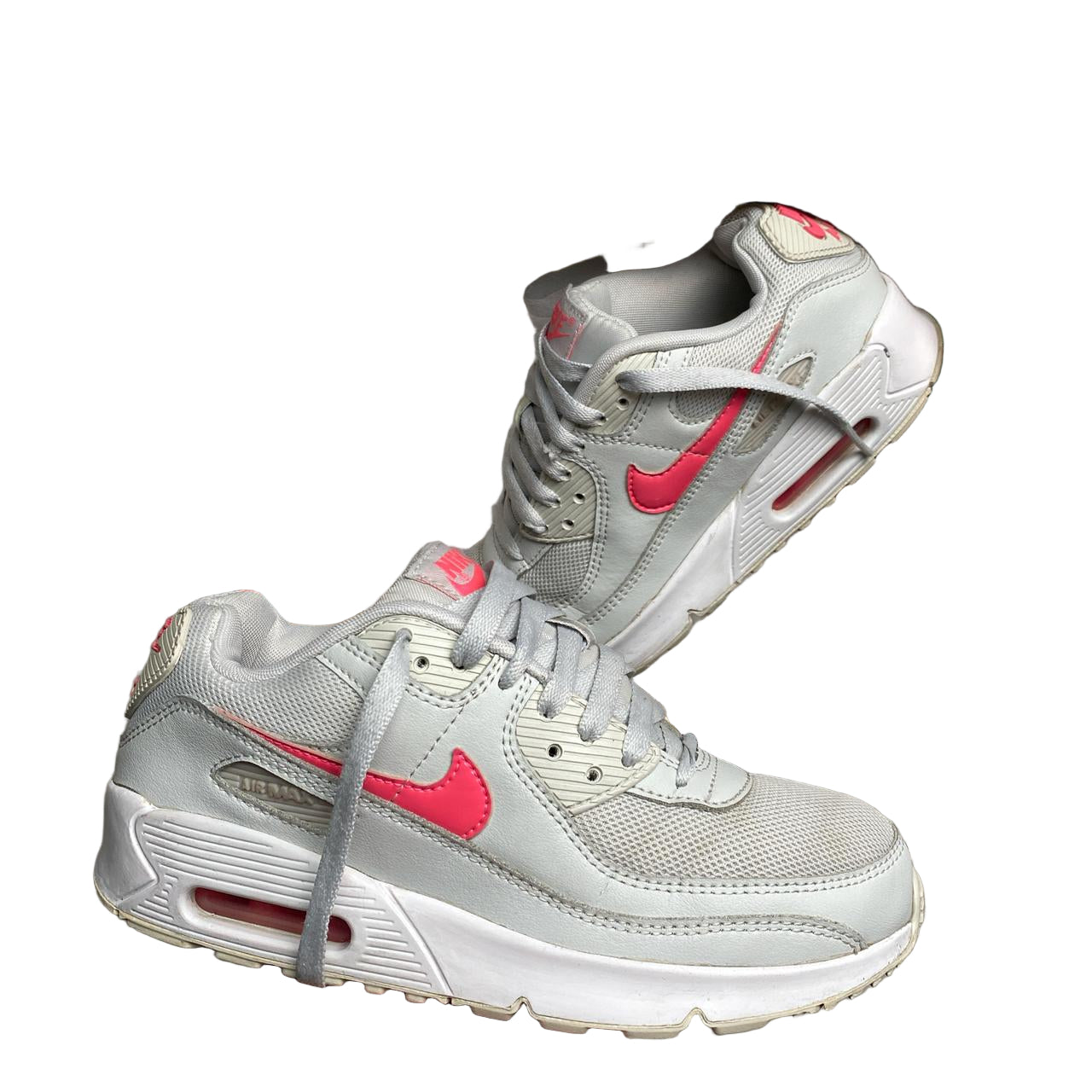 Nike Air Max 90 Silver White and Pink (UK 4)