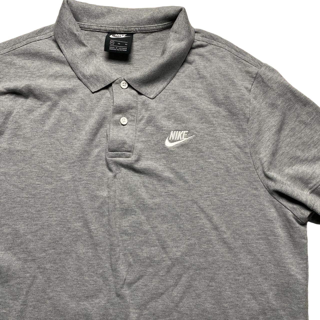 Nike Grey and White Polo Shirt (XL)