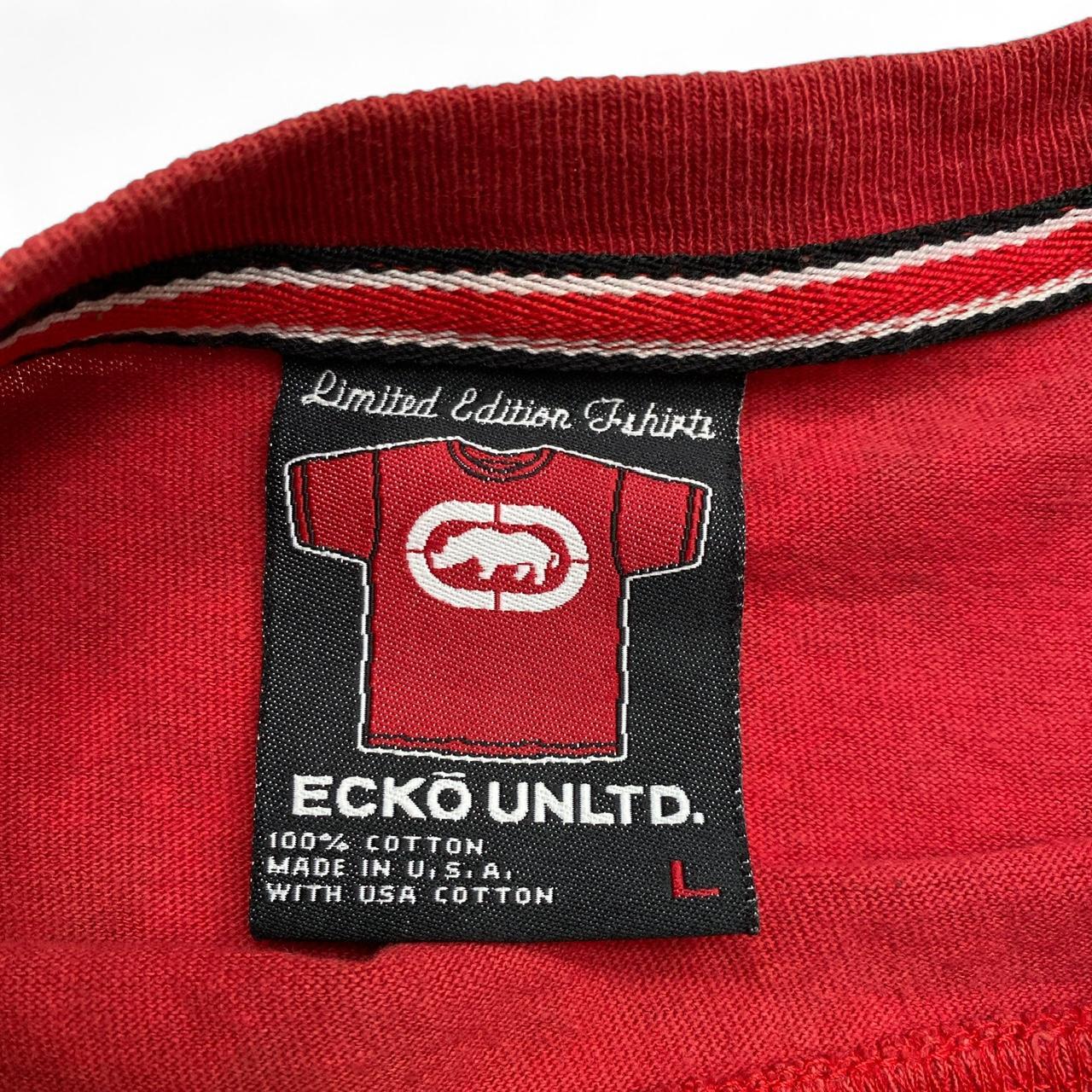 Ecko Unltd Vintage y2k Long Sleeve Red and White Rhino T Shirt (L)