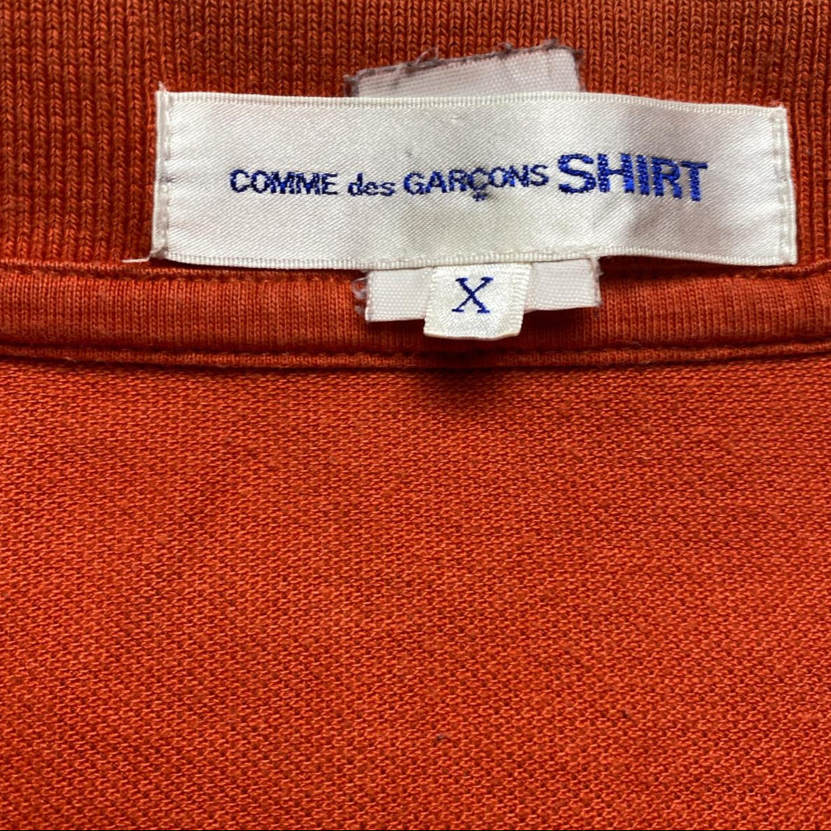 CDG Comme Des Garcons Shirt Orange and Grey Music Letters Polo Shirt (XL)
