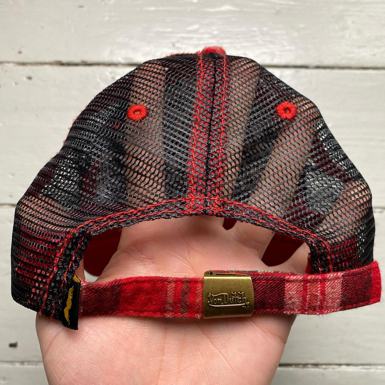 Von Dutch Tartan Black and Red Trucker Cap