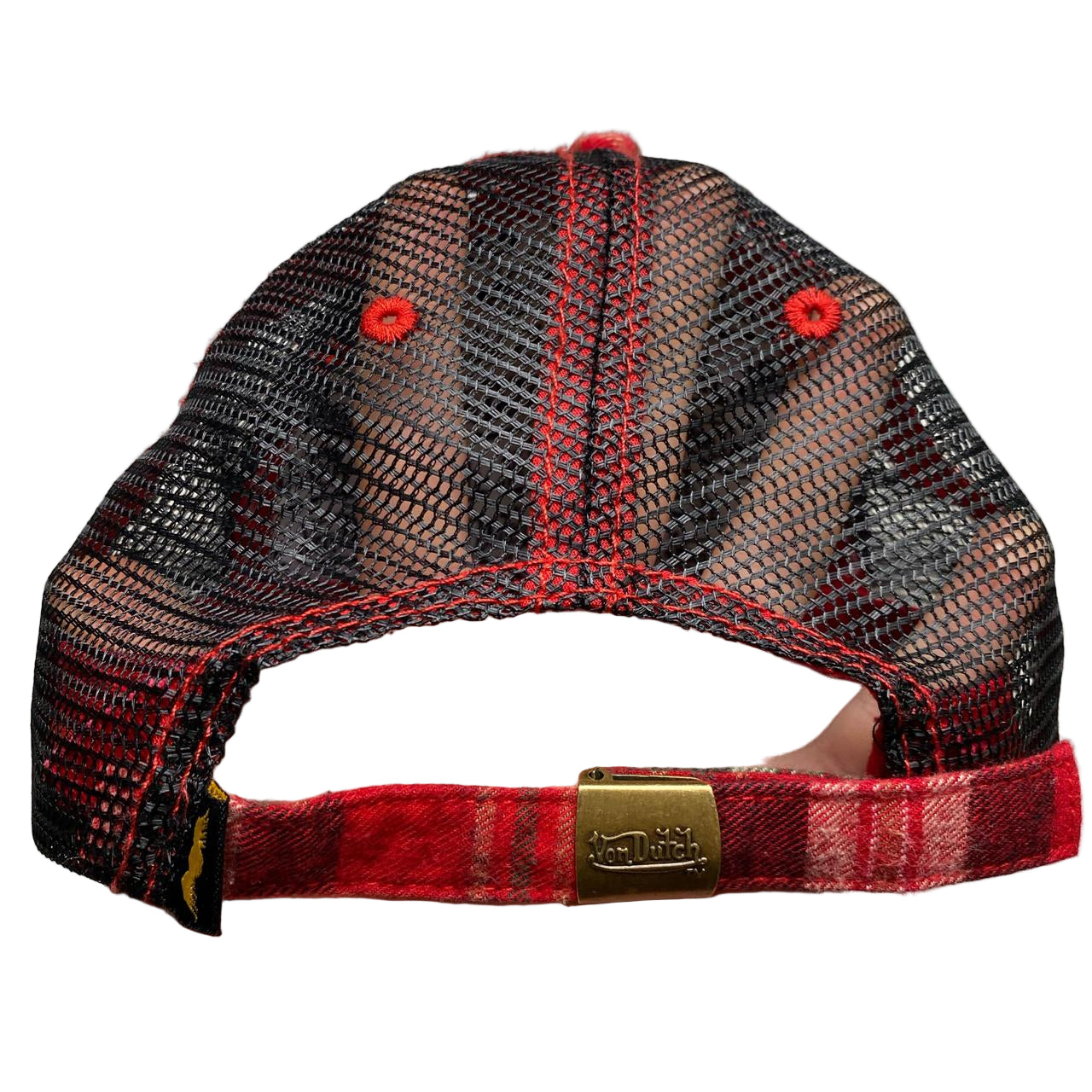 Von Dutch Tartan Black and Red Trucker Cap