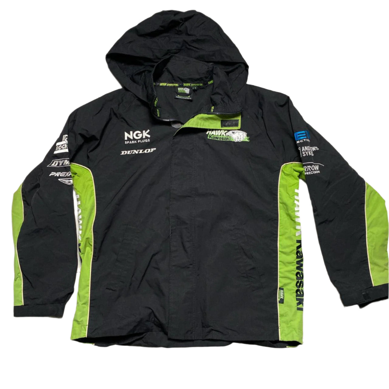 Hawk Kawasaki Windbreaker Jacket Black and Green (S)