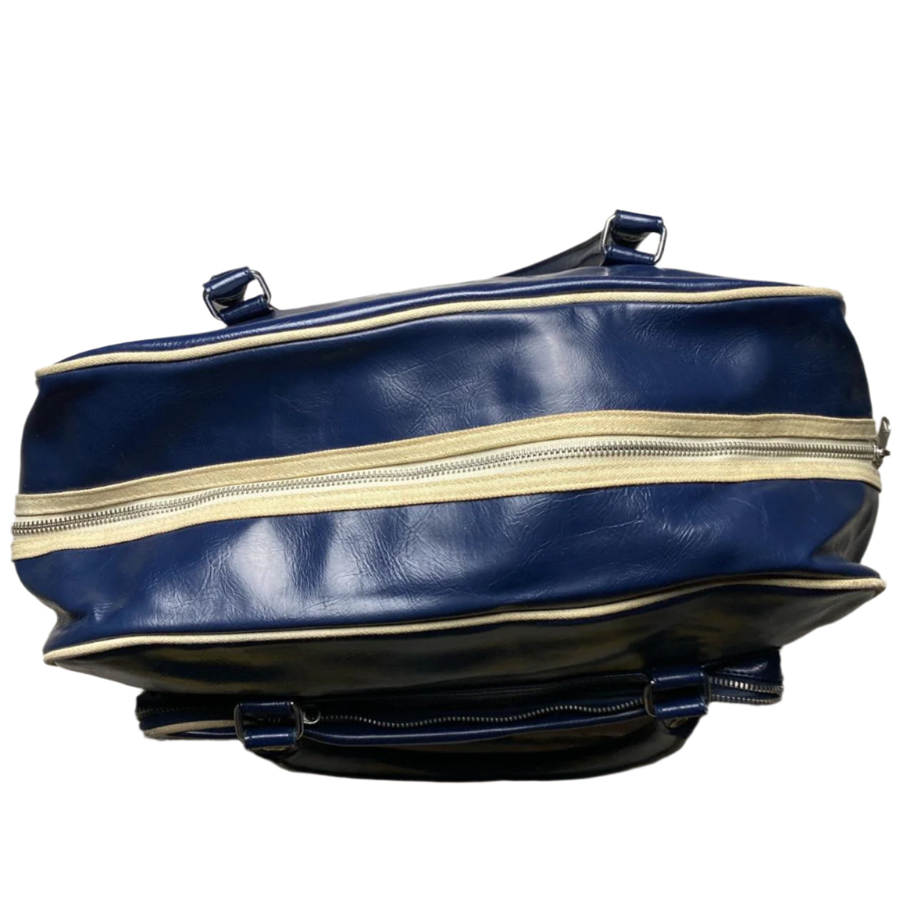 Navy and white Fred Perry leather weekend bag leather