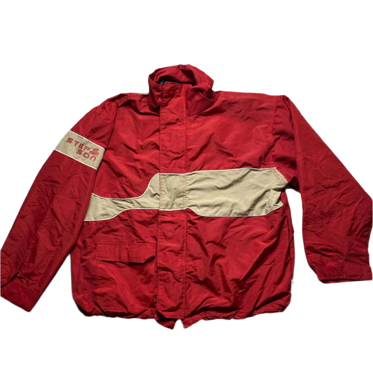 Stepson Vintage USA Red and Cream Puffer Jacket (L)