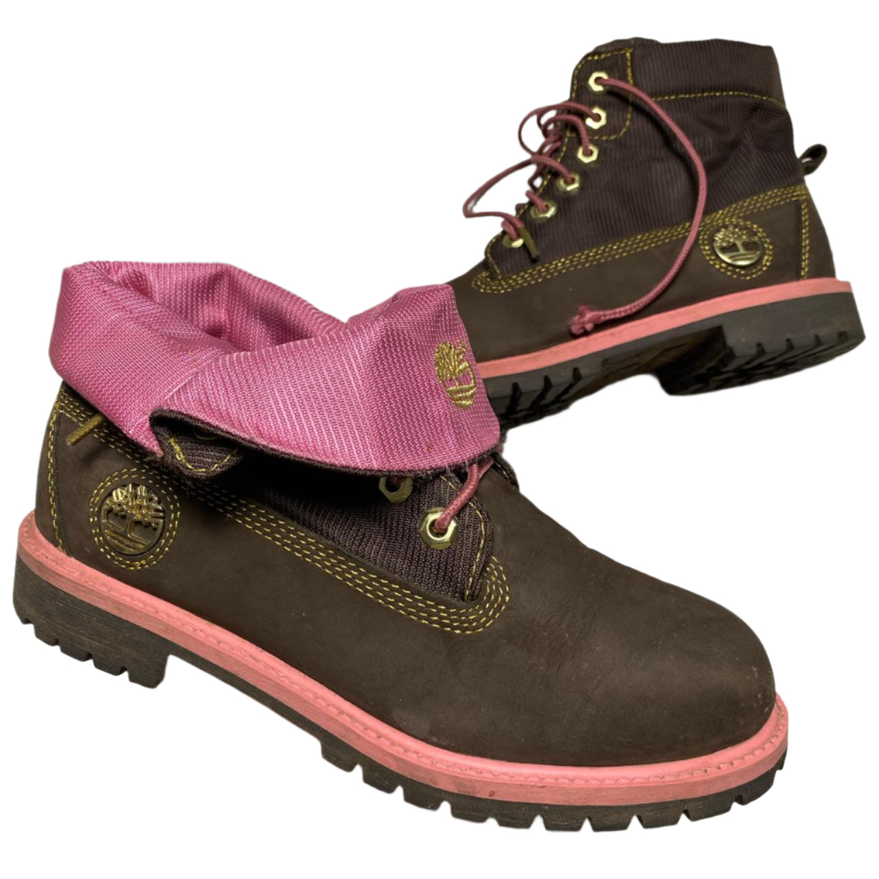 Timberland Brown Pink and Gold High Boots (UK 5.5)