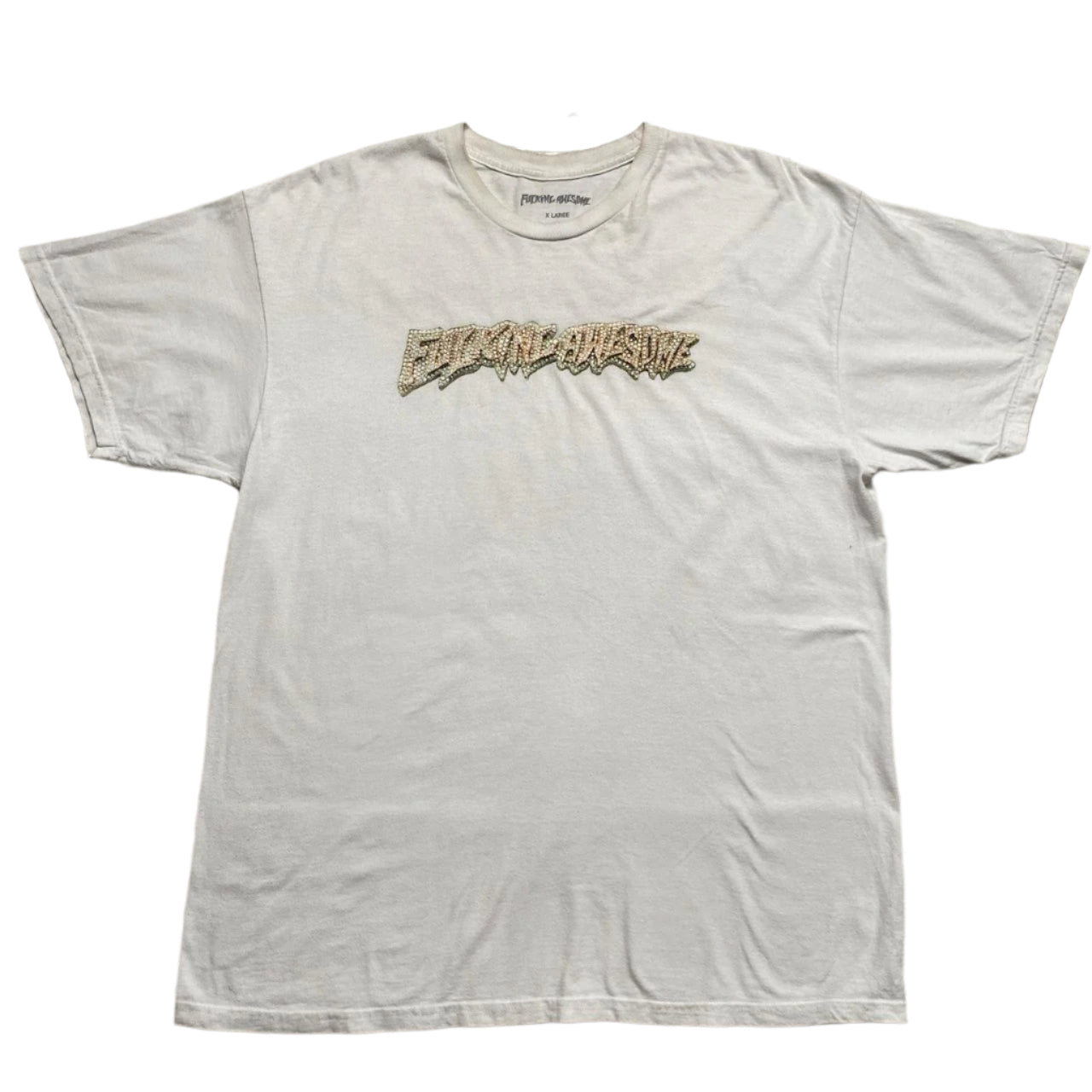 Fucking Awesome Bling Bussdown White and Gold T Shirt (XL)