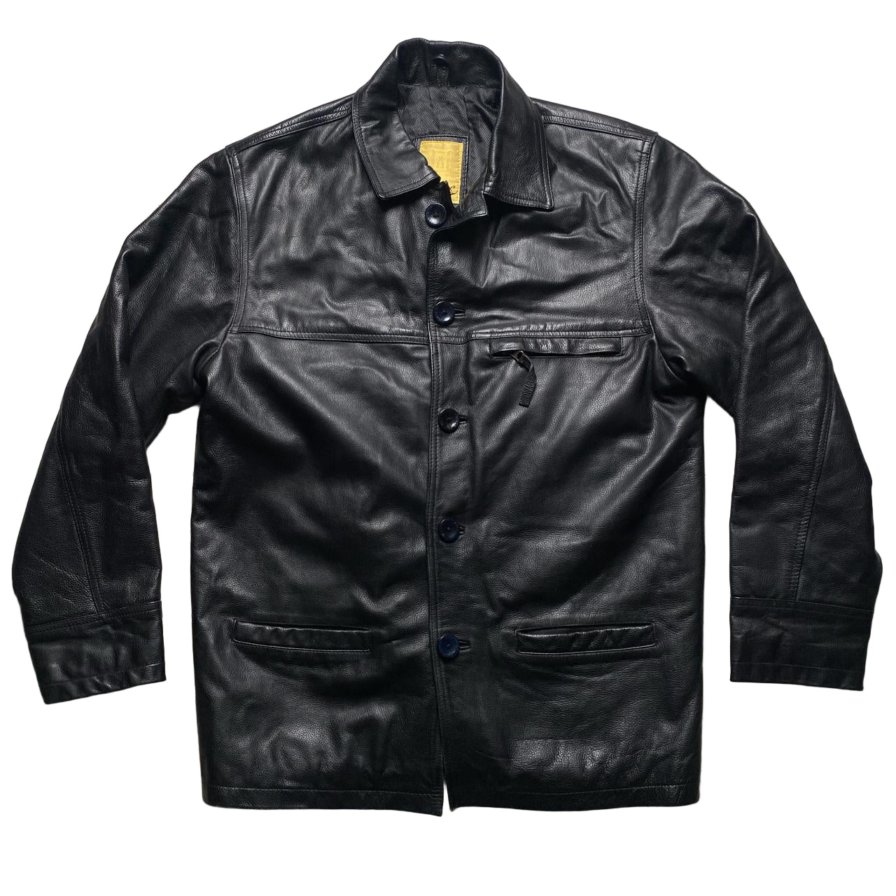 Aviatrix Black Leather Peacoat Jacket (M)