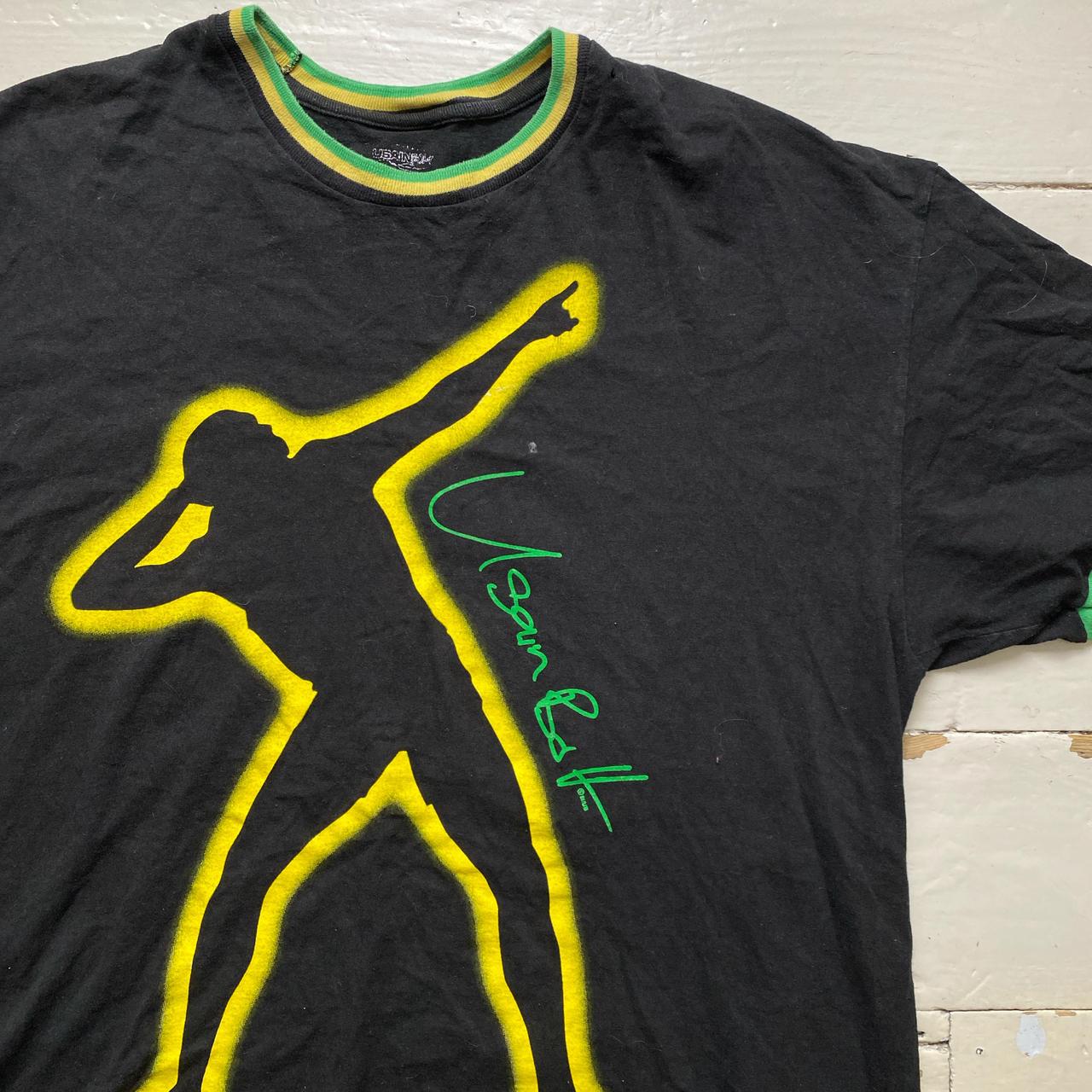Usain Bolt Jamaica Black Yellow and Green T Shirt