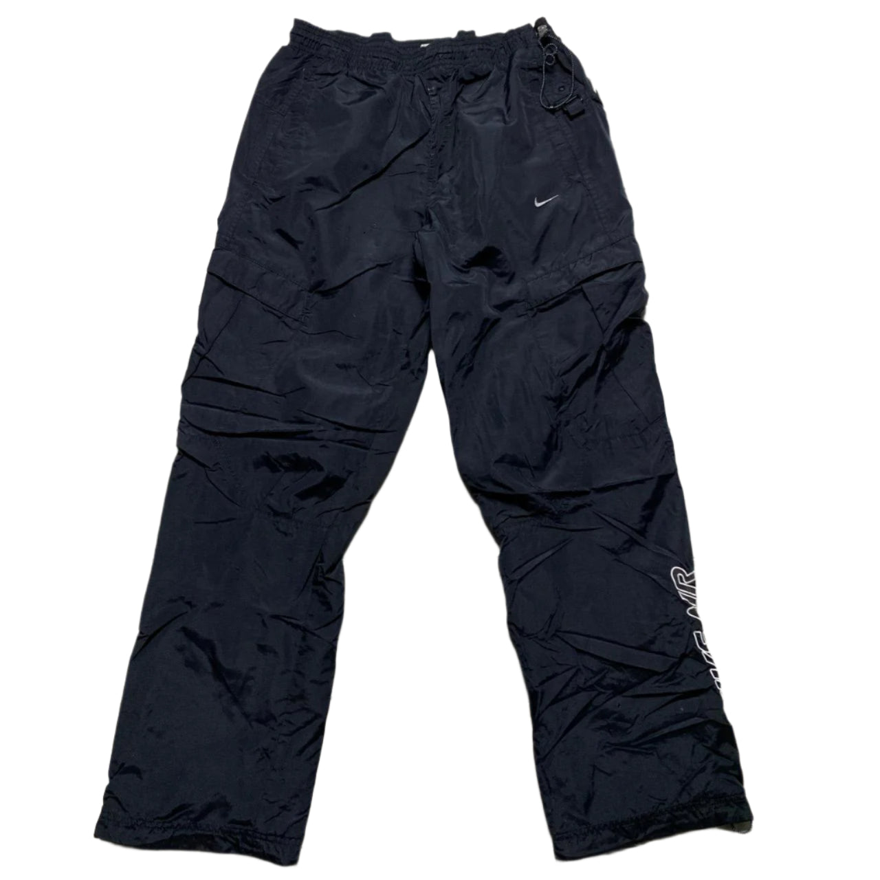 Nike Air Athletic Department Black and White Shell Trackpant Cargo Bottoms (W 30)