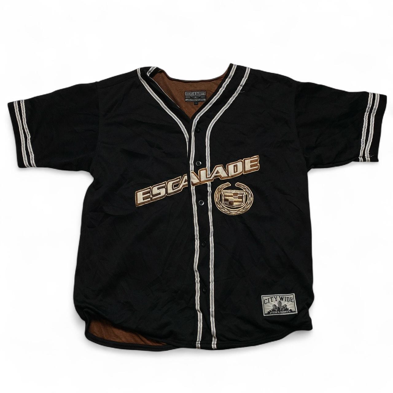 Cadillac Escalade Steve and Barrys Vintage 90’s Y2K Black and Brown Baseball Jersey Button Up Polo (XL)