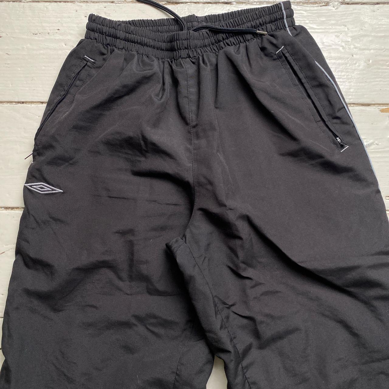 Umbro Vintage Black and Grey Spellout Shell Trackpant Bottoms