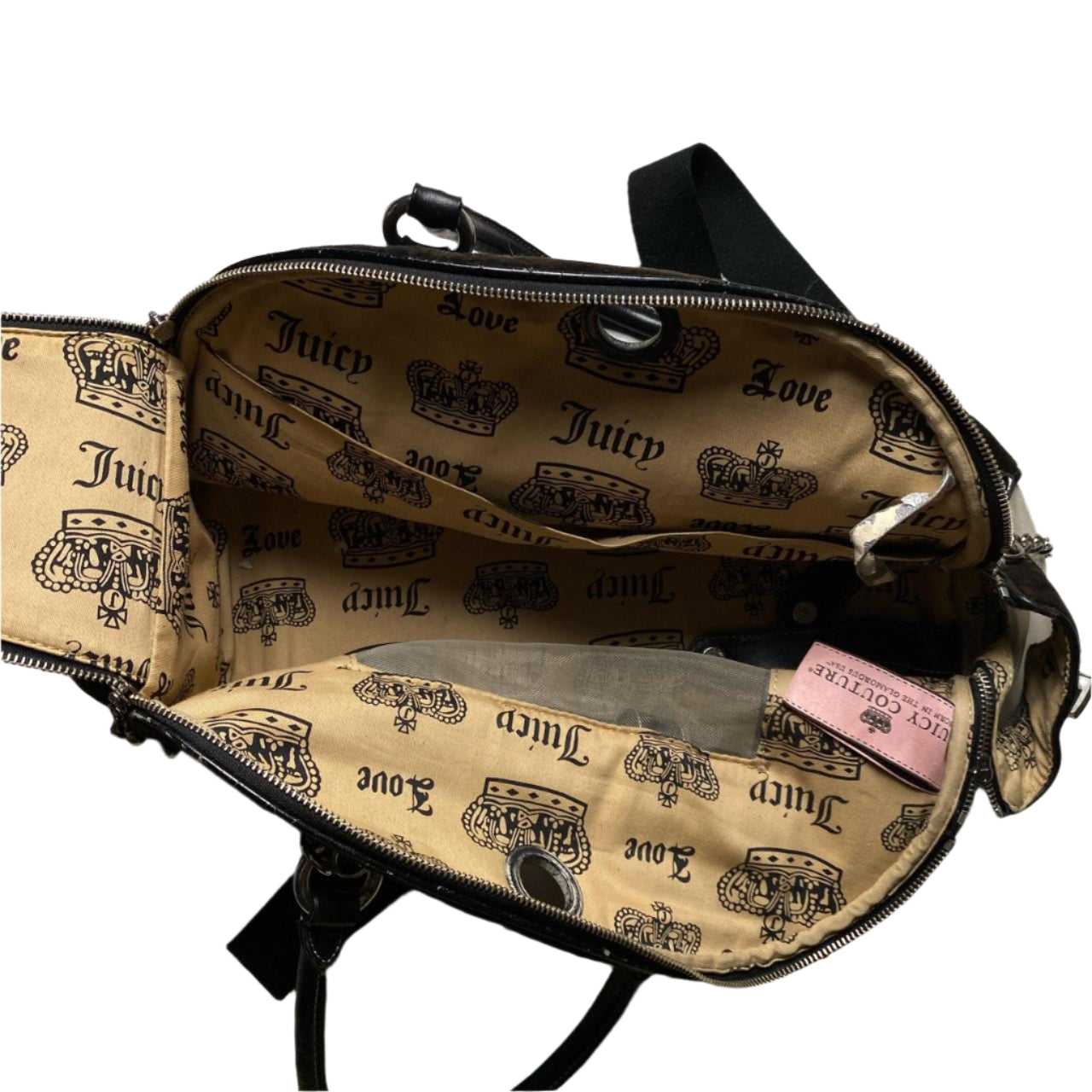 Juicy Couture Brown Suede and Silver Crown Doggy Couture Dog or Cat Holder Travel Bag