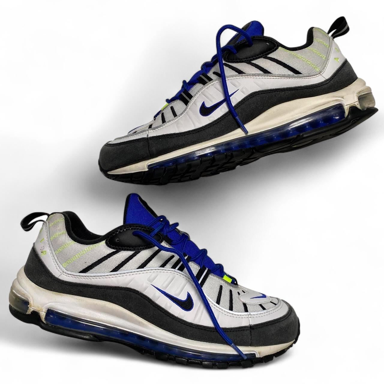 Nike Air Max 98 White Green and Blue trainers (UK 11)