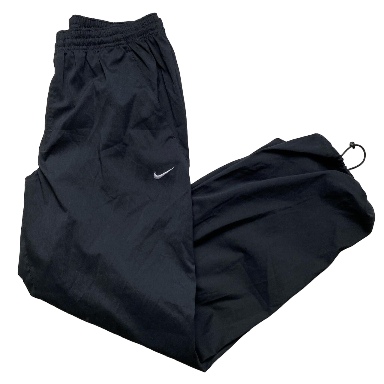 Nike Vintage Swoosh Black and White Shell Trackpant Baggy Bottoms (L)