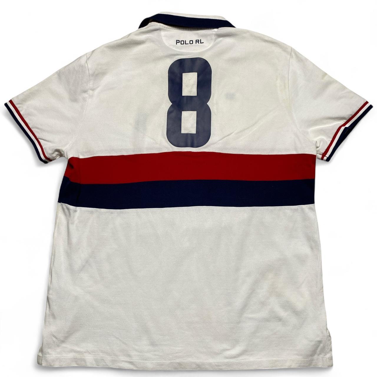 Ralph Lauren Polo England White Navy and Red Polo Shirt (XL)