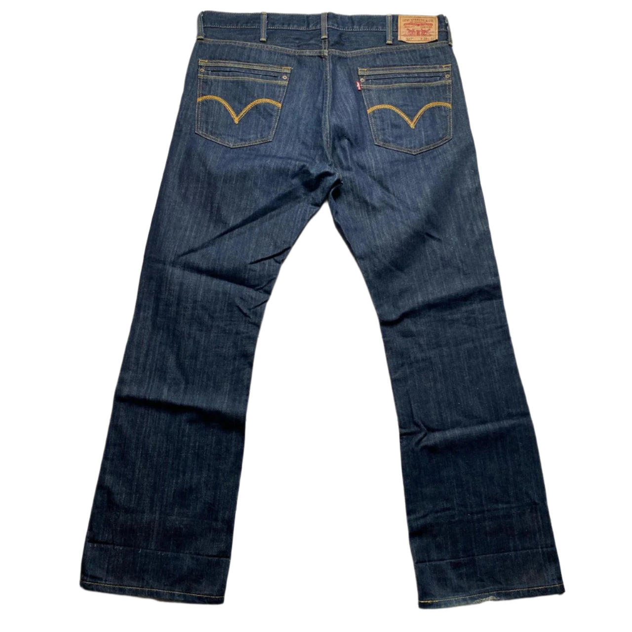 Levis 527 Vintage Gold Swoosh Baggy Navy Jeans (38W)