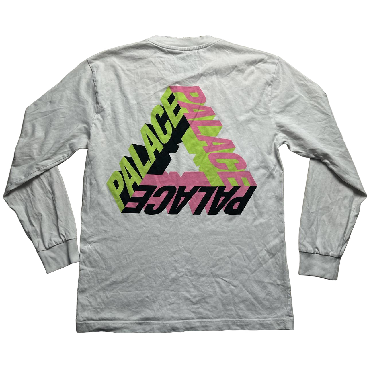Palace Tri Ferg White Pink and Green Long Sleeve T Shirt (M)