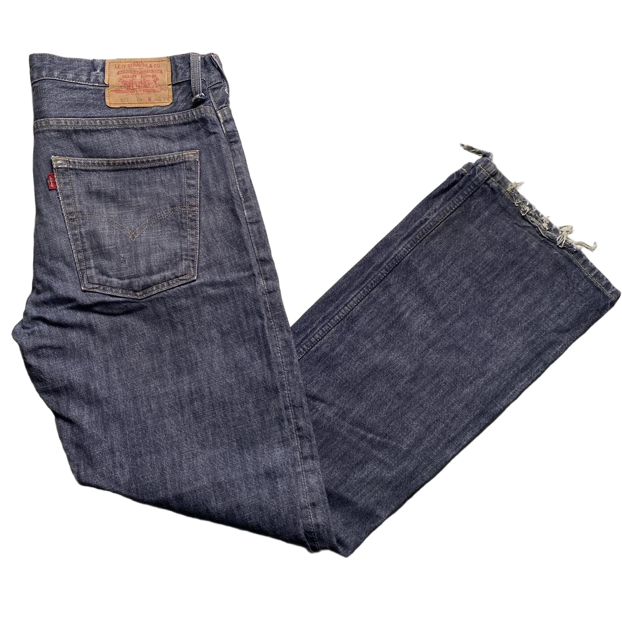 Levis Vintage 507 04 Grey Blue Blend Baggy Distressed Jeans (36W)
