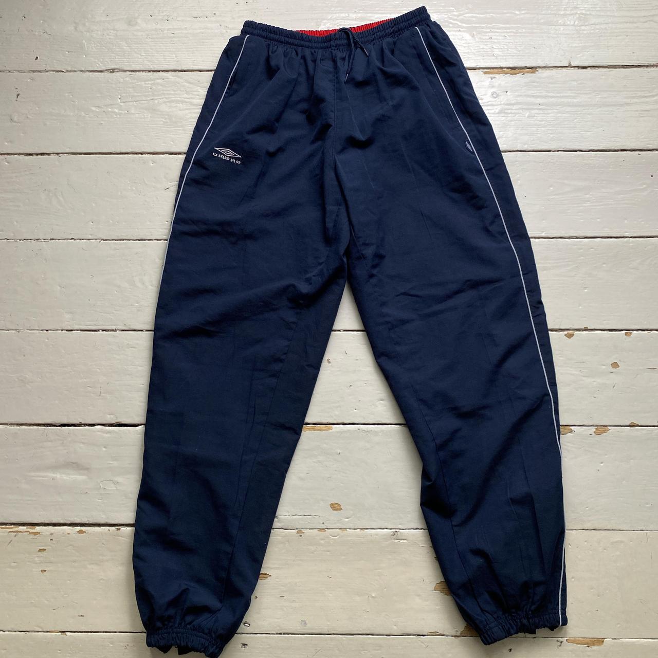 Umbro Navy and Red Shell Trackpant Bottoms