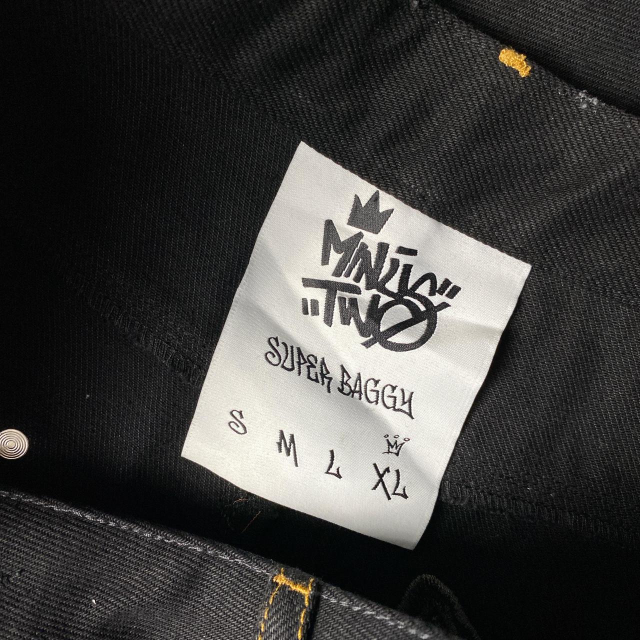 Minus Two Super Baggy Black and Gold Sequin Embroidery Jeans (38W)