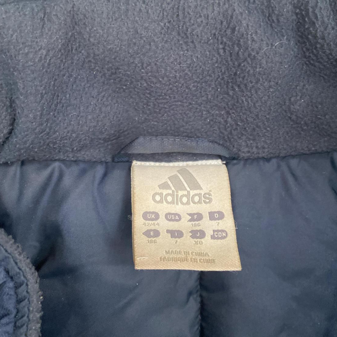 Chelsea Adidas Climawarm Padded Parka Long Coat Jacket Navy and White (L)