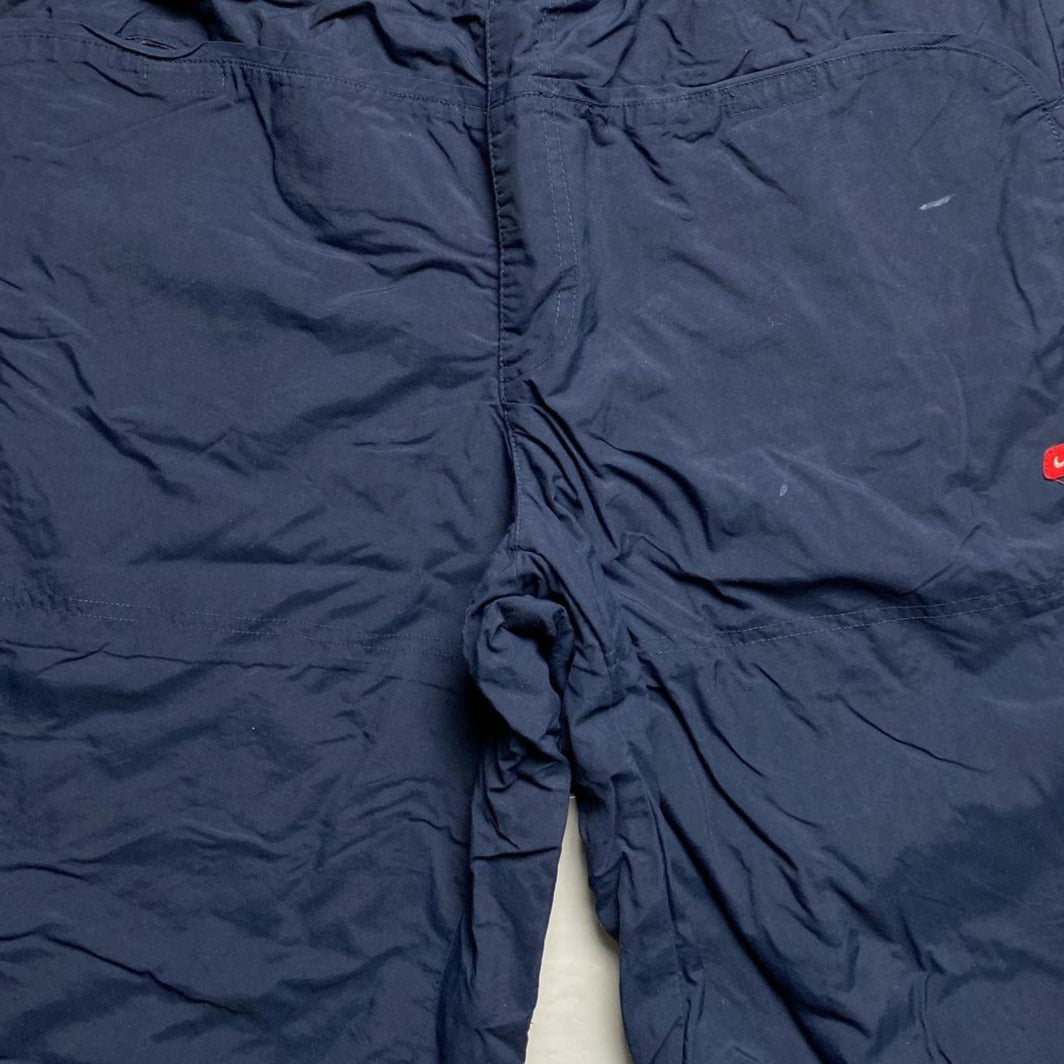 Nike Vintage Navy Hex Red and White Swoosh Shell Trackpant Bottoms (L)