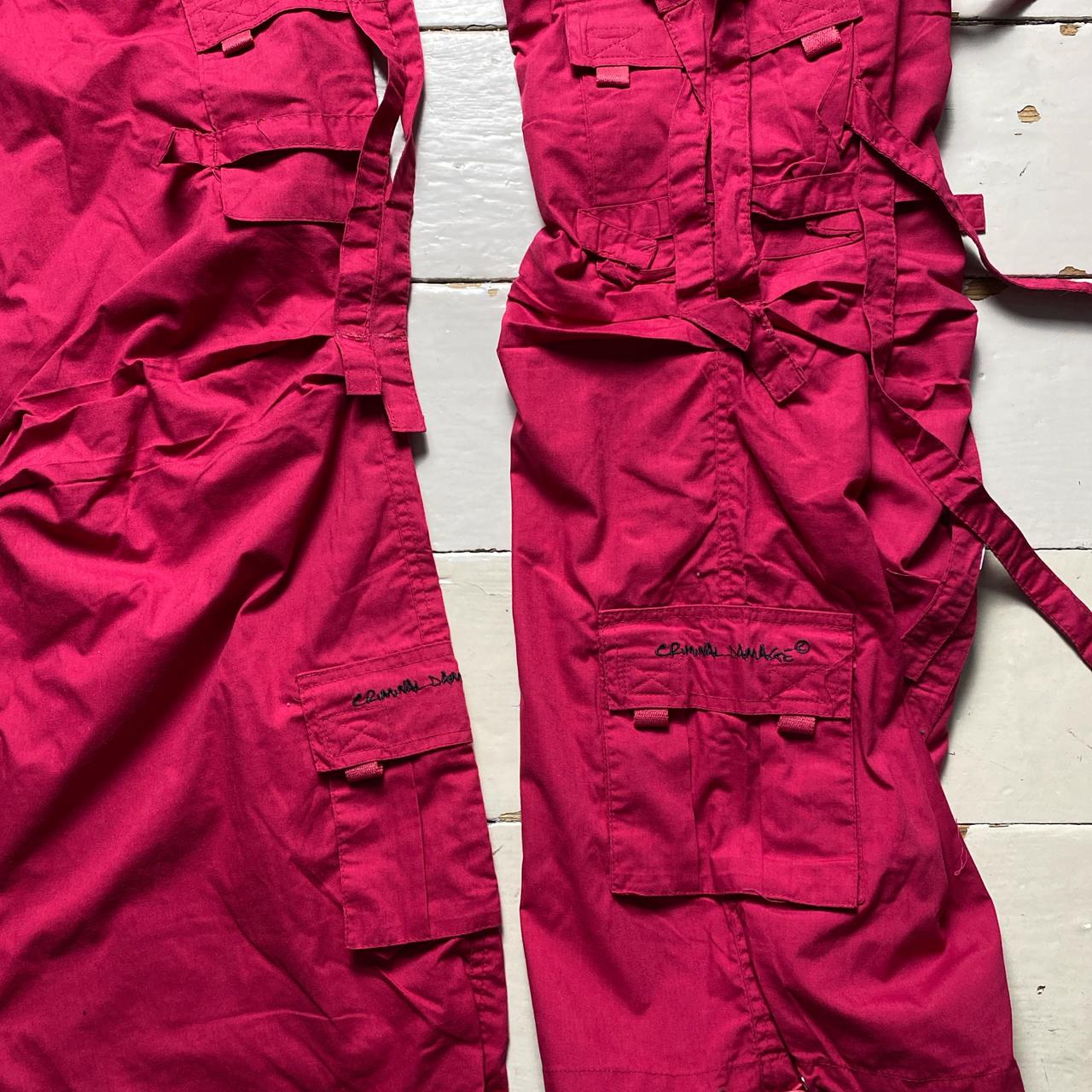 Criminal Damage Vintage y2k Pink Baggy Cargo Combat Trousers