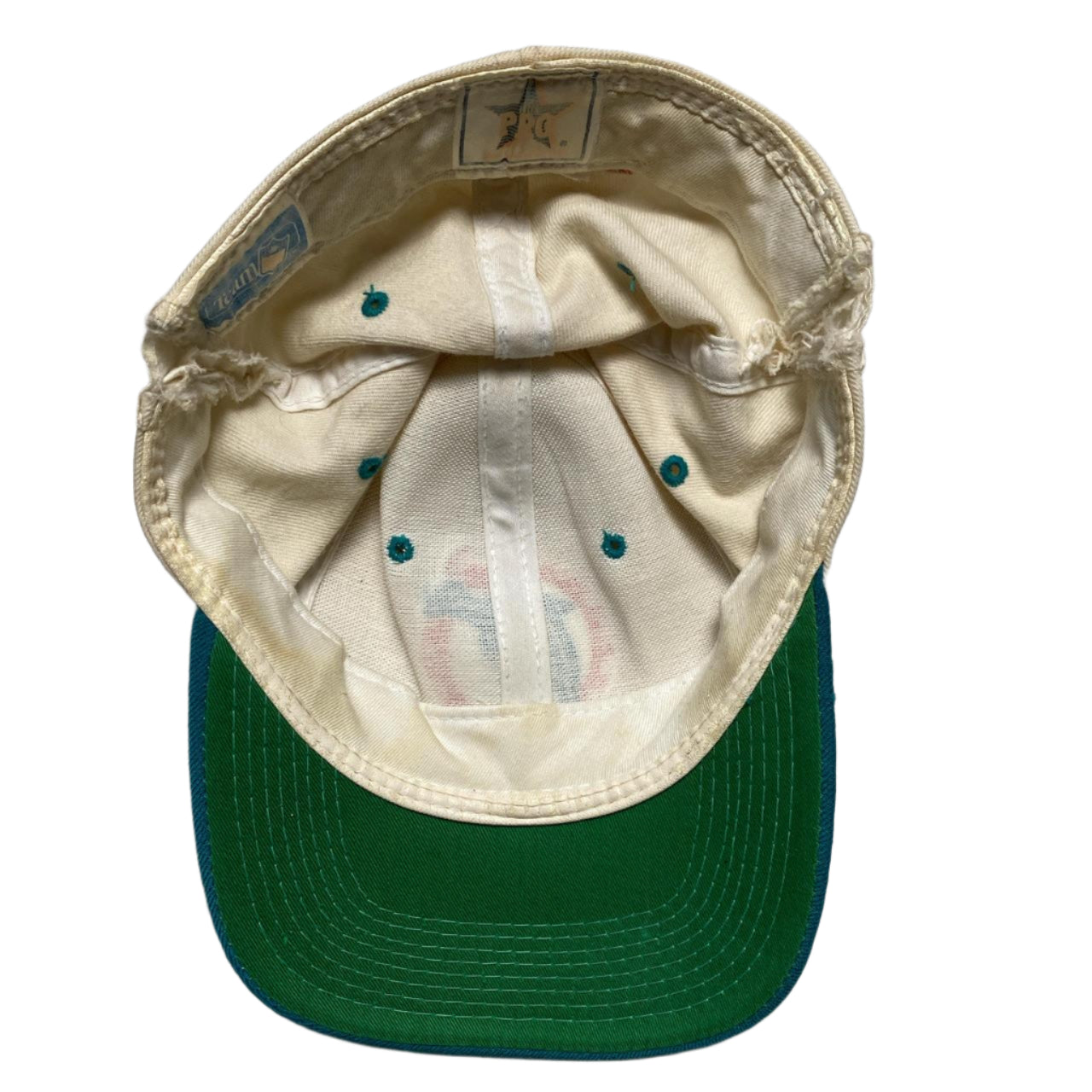 Miami Dolphins Vintage NFL Cream White and Turquoise Fitted Cap