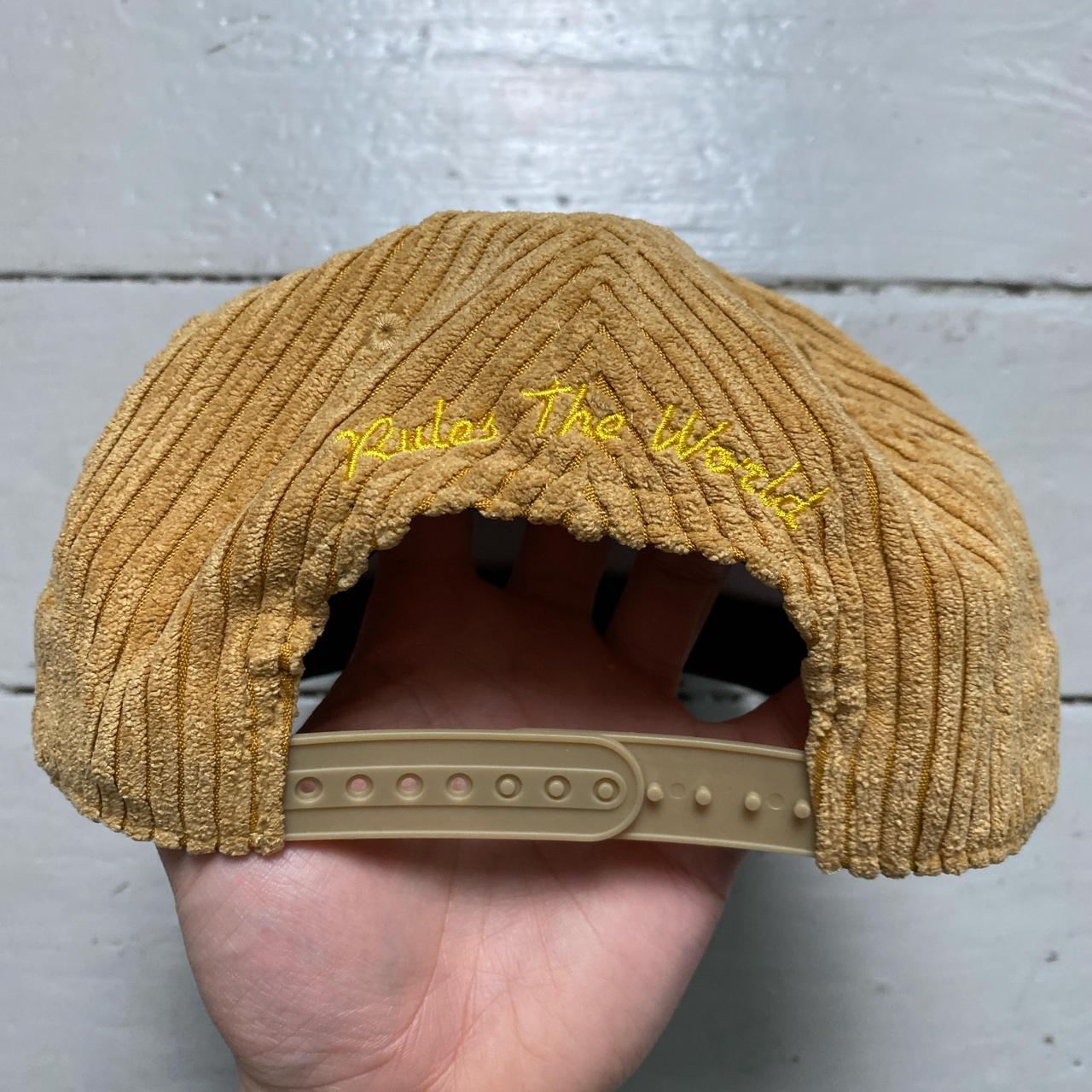 Corteiz Soho Yacht Club Corduroy Tan Brown Velour Snapback Cap