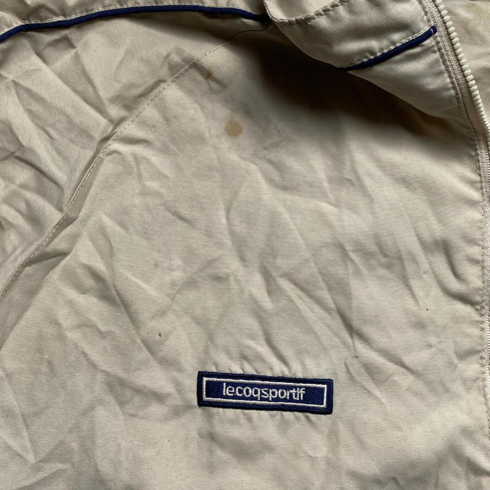 Le Coq Sportif Cream Beige and Navy Quarter Zip Shell Tracksuit Jacket (S)