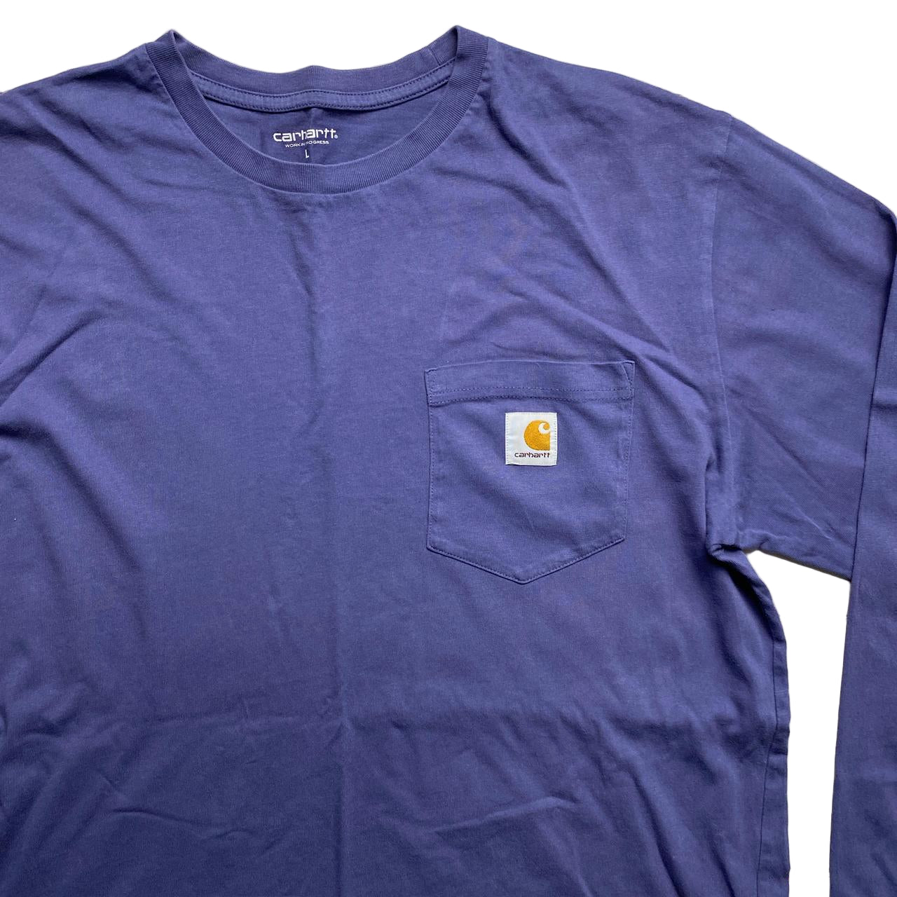Carhartt WIP Blue Lavender Long Sleeve Pocket T Shirt (L)