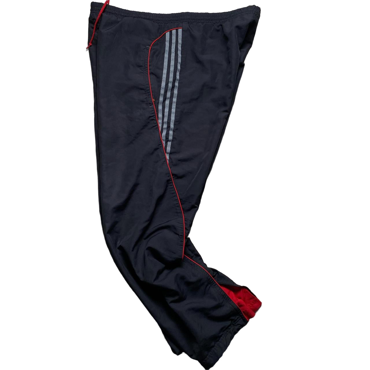 Adidas Baggy Vintage Black and Red Shell Trackpant Bottoms (XL)