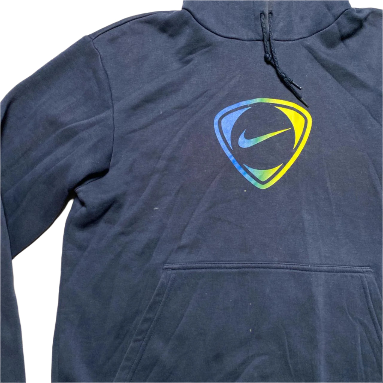 Nike Football Vintage y2k Navy Blue and Yellow Gradient Hoodie (M)