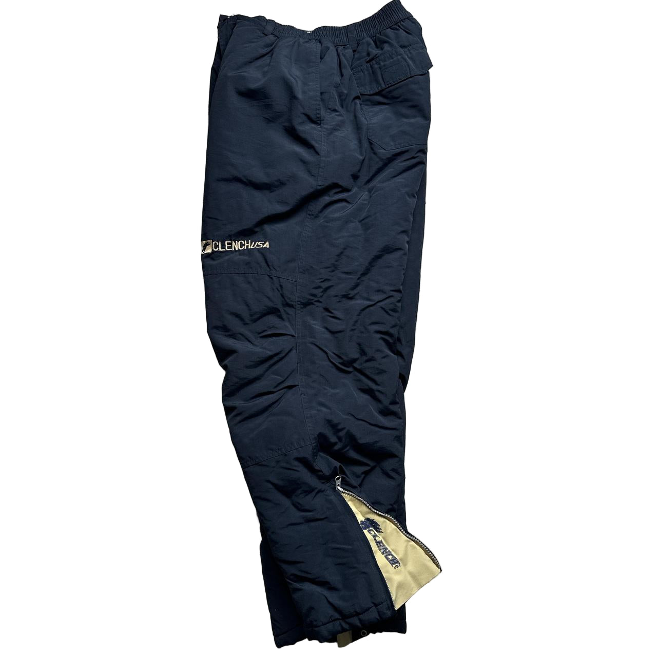 Clench USA Navy and Cream Baggy Shell Ski Cargo Trousers (M/L)