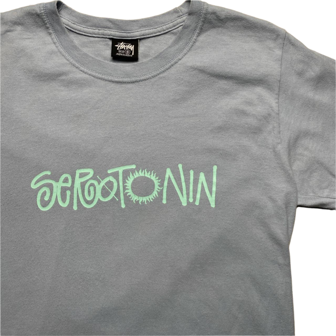 Stussy Serotonin Blue and Baby Blue T Shirt (S)