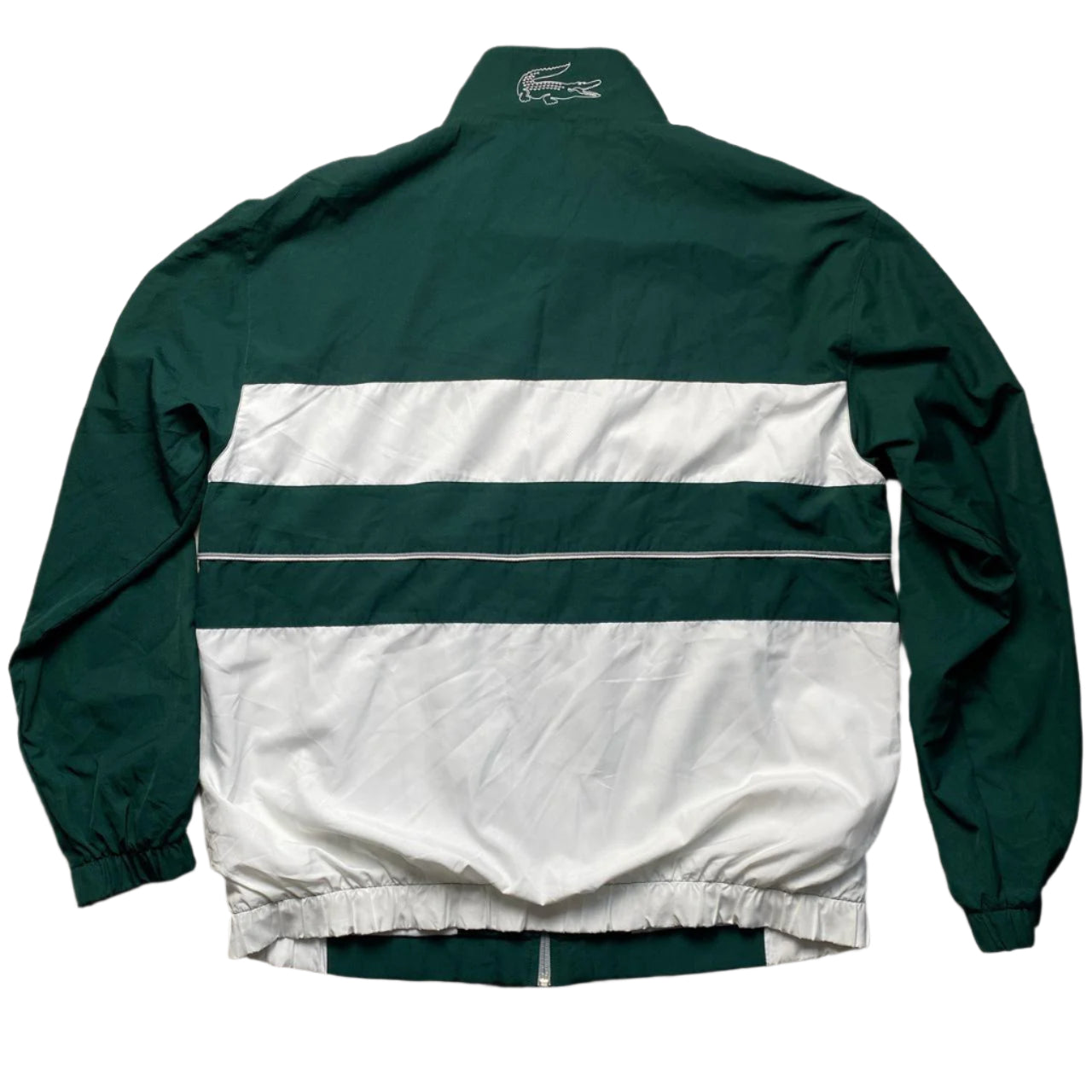 Lacoste Green and White Tracksuit Shell Windbreaker Jacket (XL)