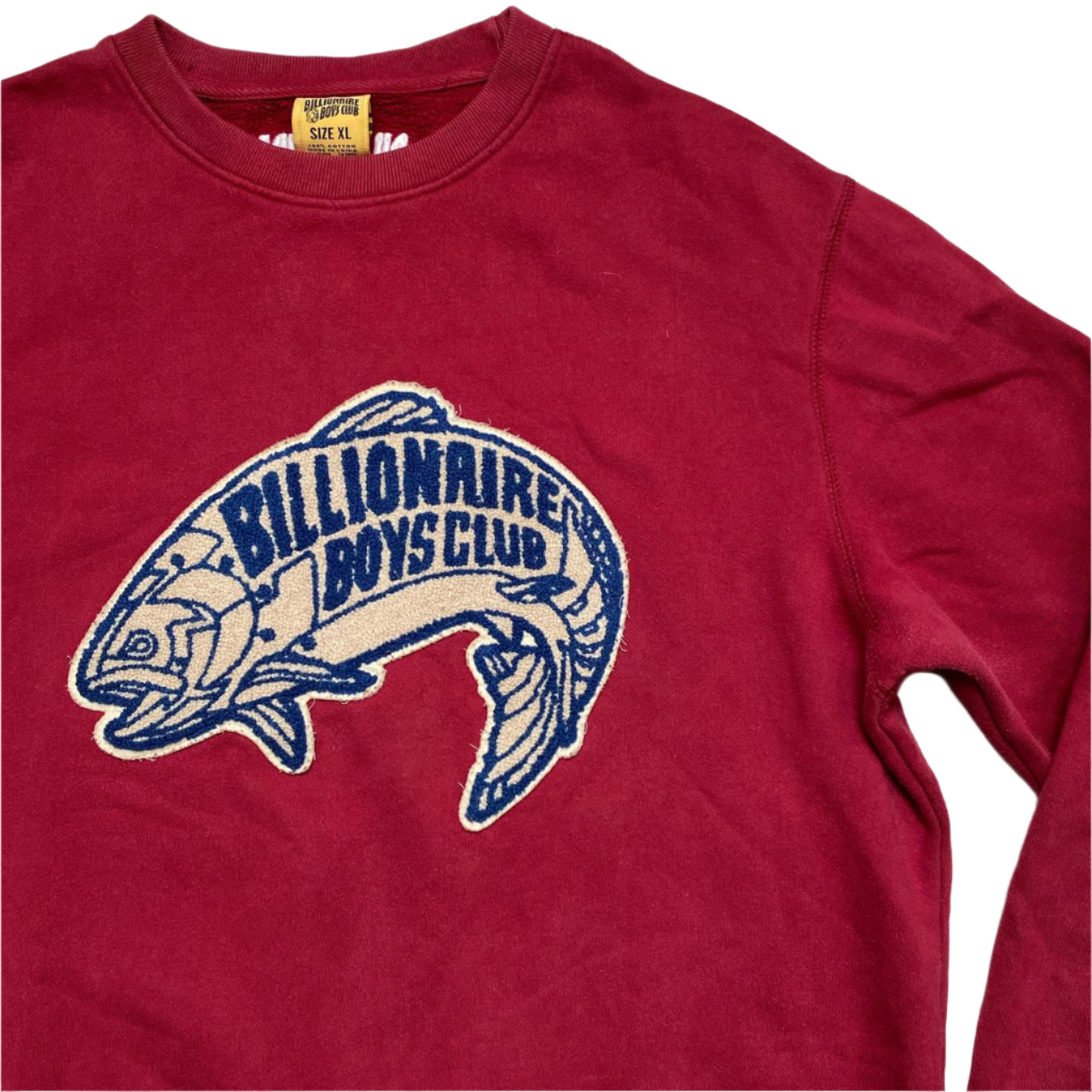 Billionaire Boys Club Burgundy and White Fish Towelling Jumper (XL)