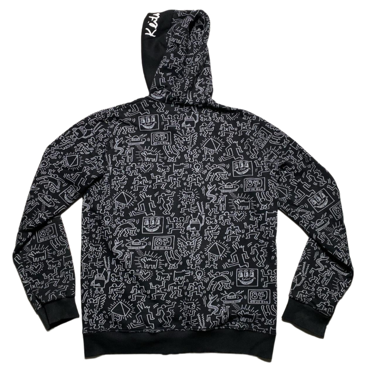 Keith Haring Black and Quite All Over Art Prints Hoodie (XL)