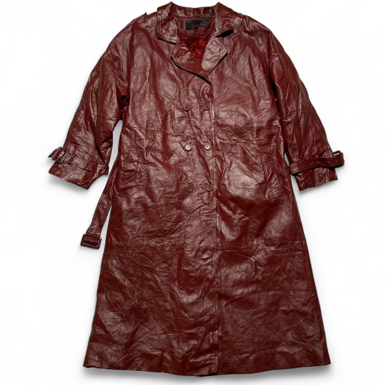 Phase Two Vintage Burgundy Long Fur Lined Trench Coat (2XL)