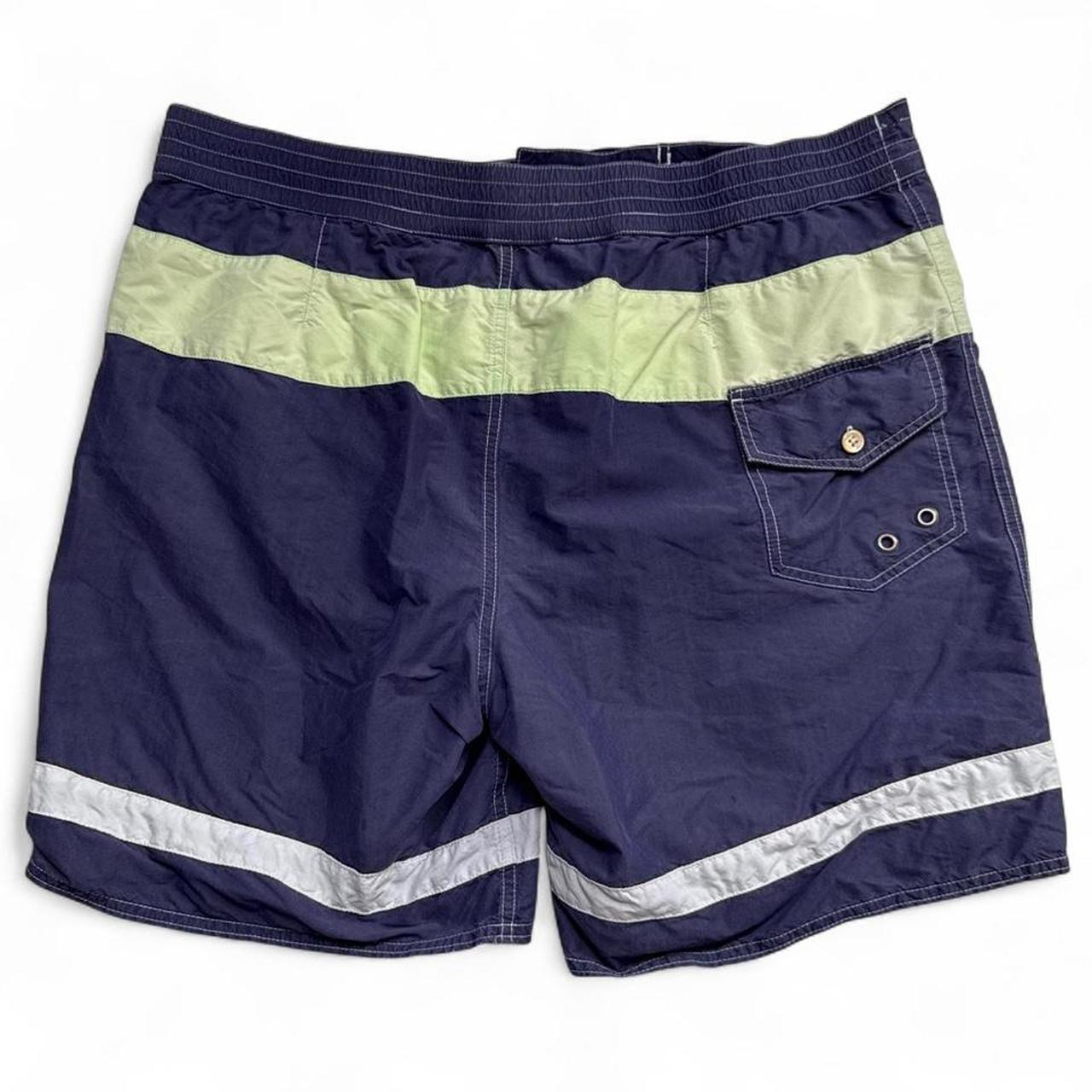 Ralph Lauren Polo Navy and Green Striped Swim Trunks Shorts (2XL)