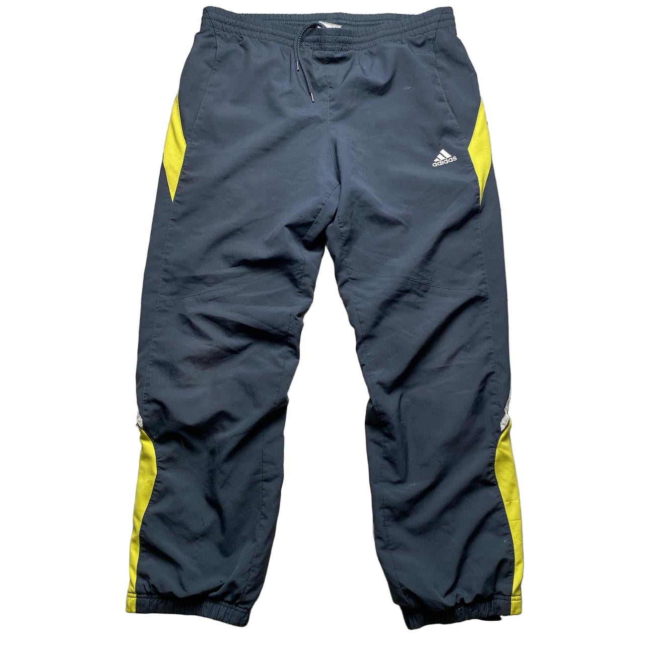 Adidas Vintage Climacool Baggy Grey Yellow and White Shell Trackpant Bottoms (M)