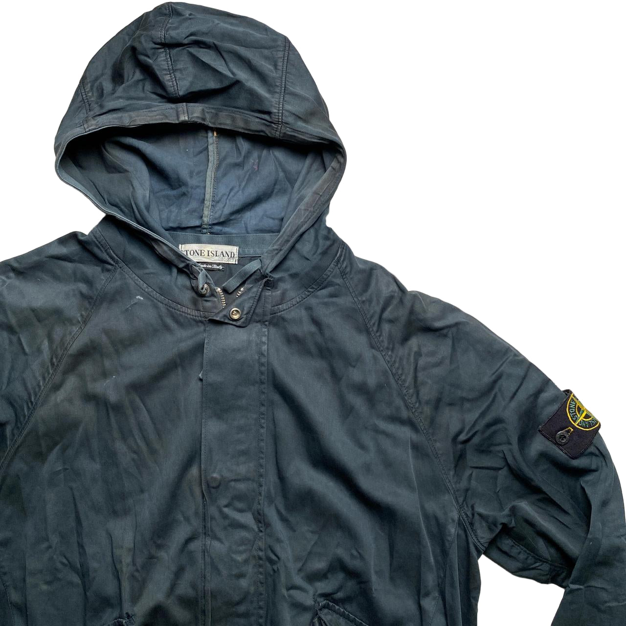 Stone Island 2002 Vintage Raso Gommato Lightweight Navy Jacket (M)