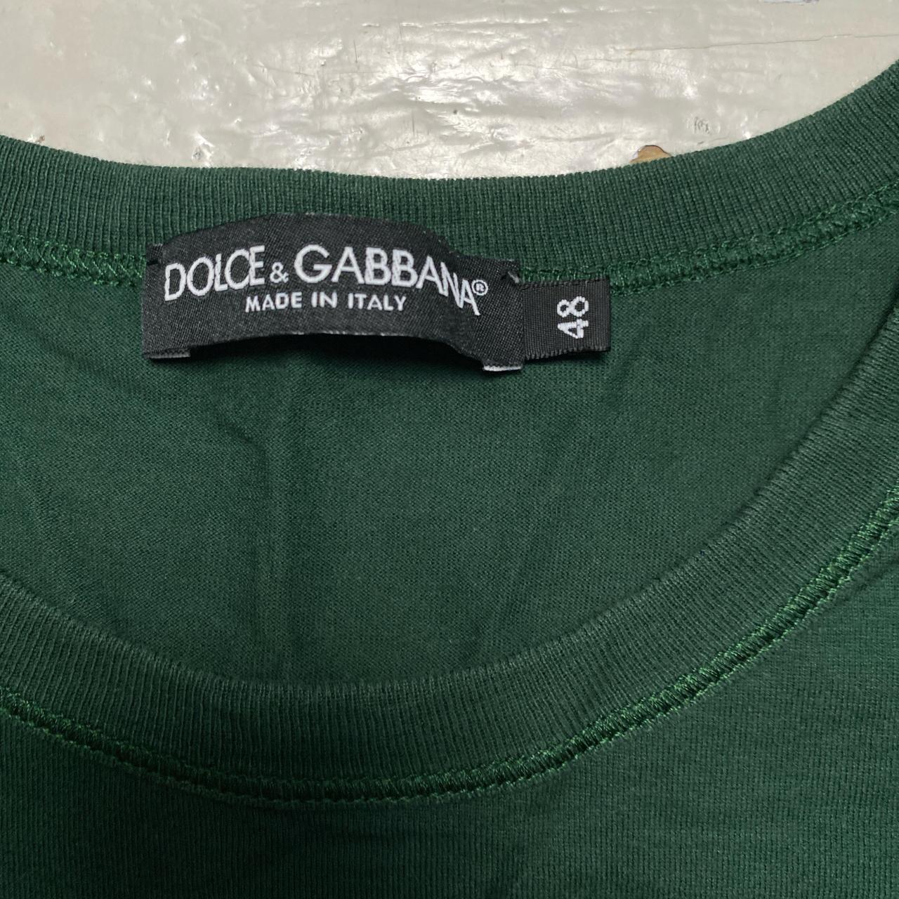 Dolce and Gabbana Plaque Reverse Weave Green T Shirt (M)