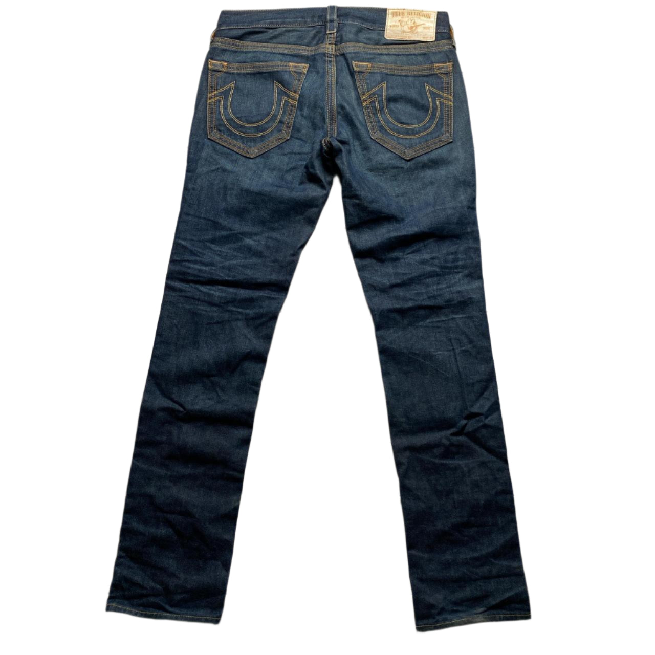 True Religion Rocco QT Brown Stitch Navy Baggy Jeans (31W)