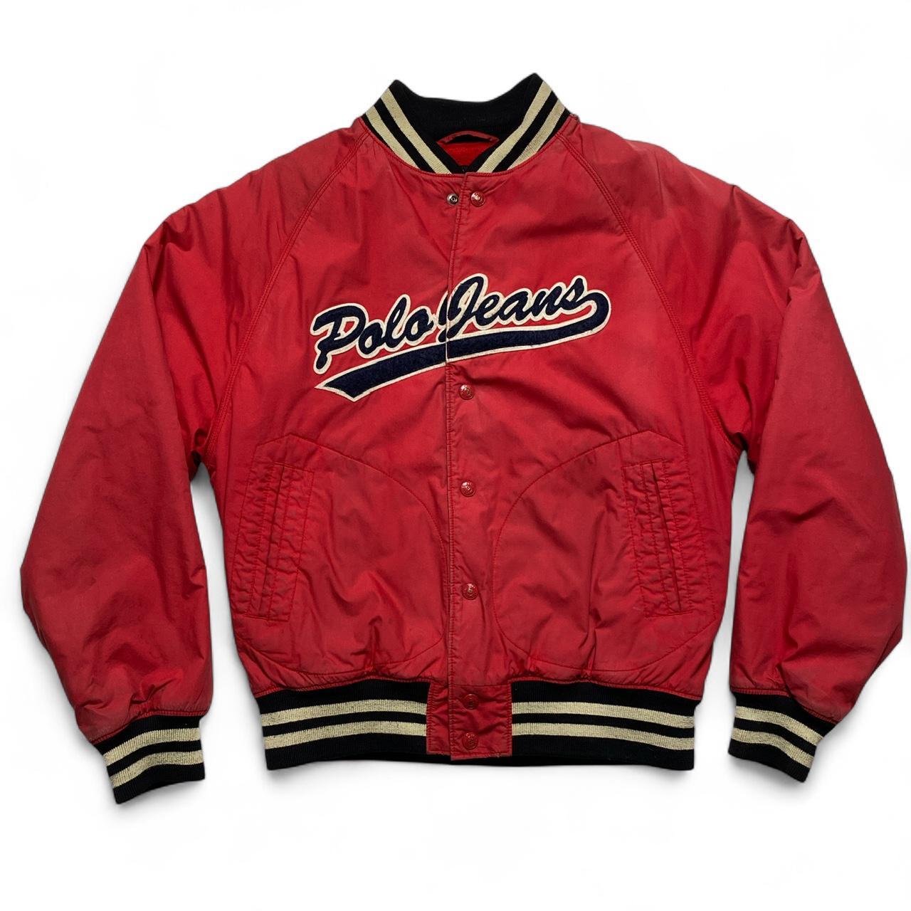 Polo Jeans Ralph Lauren Vintage Red and Black Bomber Varsity Jacket (M)
