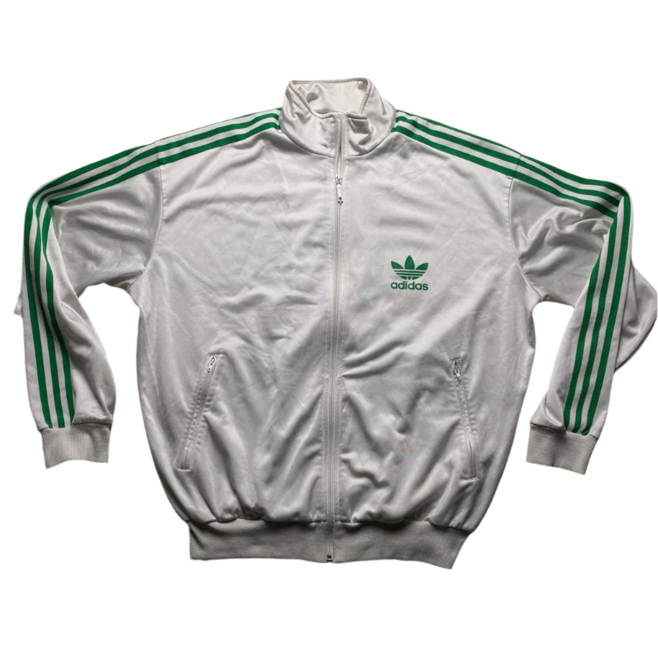 Adidas Originals White and Green Tracksuit Jacket (L)