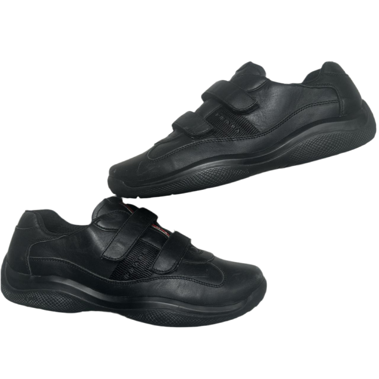 Prada Americas Cup Black and Red Tab Velcro Strap Up Shoes (UK 7)